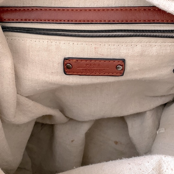 Zara Faux Leather Cognac Tote Bag - Picture 8 of 9